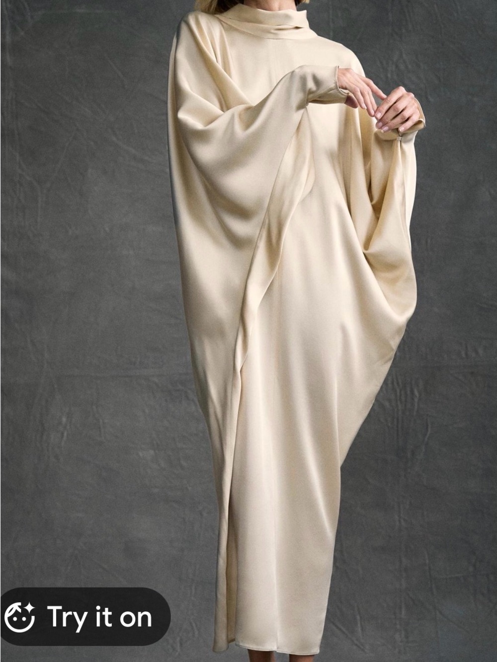 Zara Cream Oversized Draped Maxi Dress